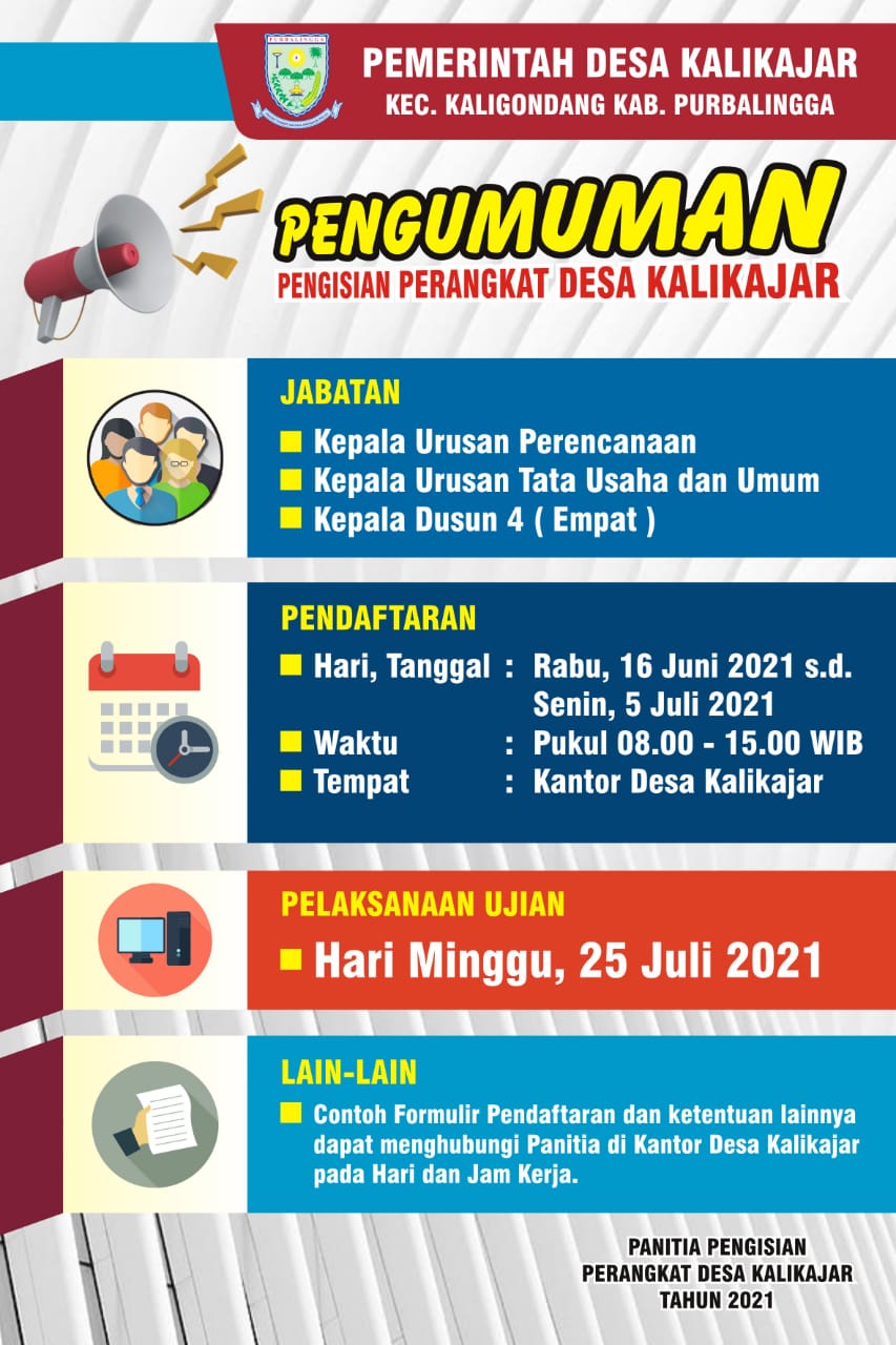 Resmi Pendaftaran Pengisian Kekosongan Perangkat Desa Kalikajar Dibuka Minggu Ini Website